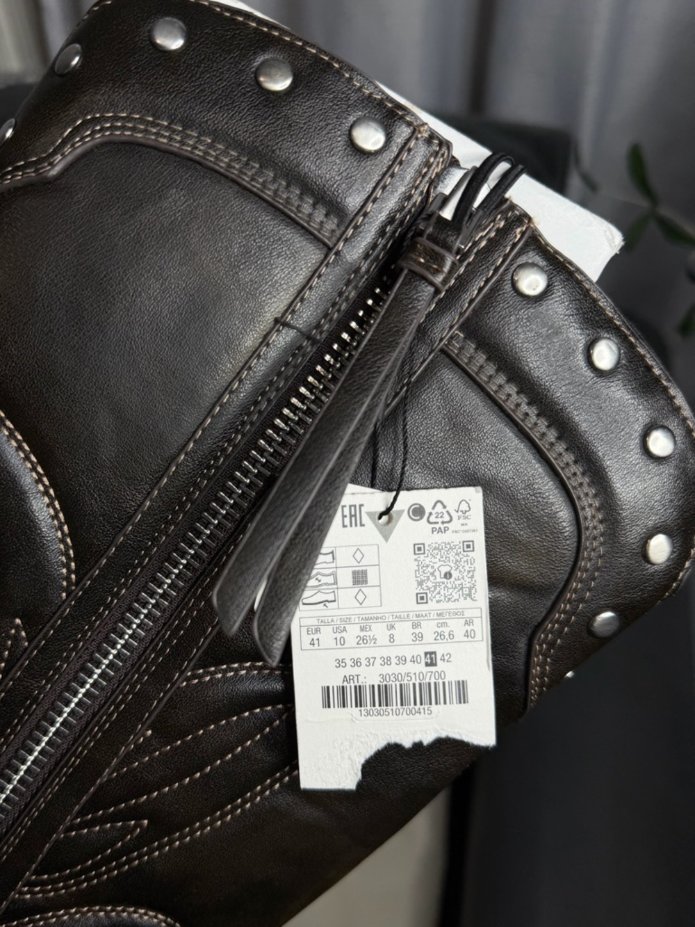 NWT Zara Woman Western COWBOY STUDDED BOOTS Size 10 - Picture 10 of 10